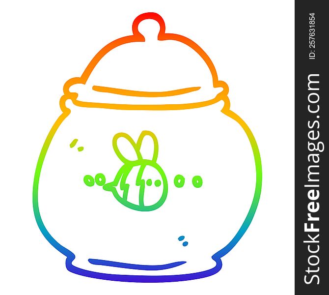 Rainbow Gradient Line Drawing Cartoon Honey Pot