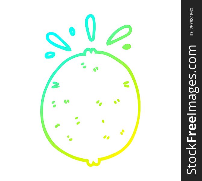 Cold Gradient Line Drawing Cartoon Lemon