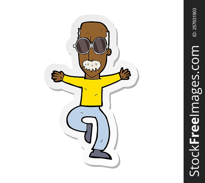 sticker of a cartoon old man wearing big glasses