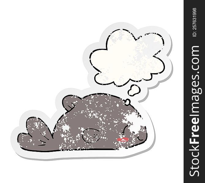 Cartoon Fish And Thought Bubble As A Distressed Worn Sticker