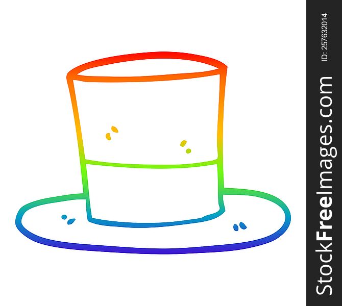 Rainbow Gradient Line Drawing Cartoon Top Hat