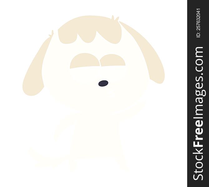 Flat Color Style Cartoon Bored Dog
