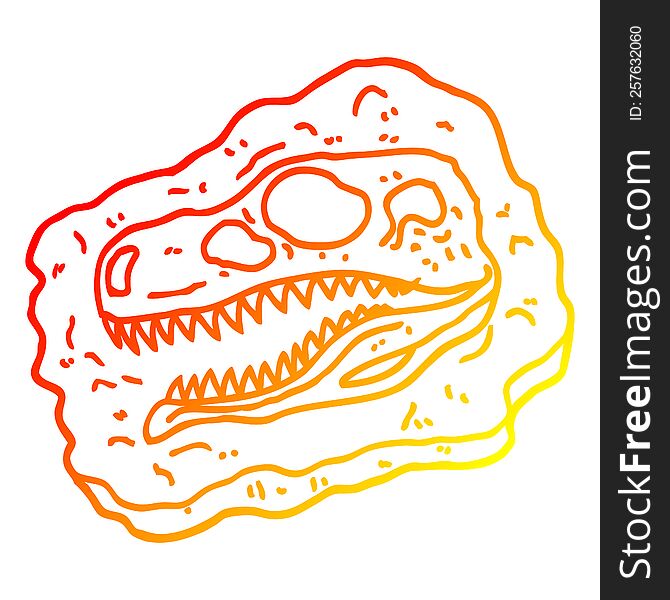 warm gradient line drawing of a cartoon ancient fossil