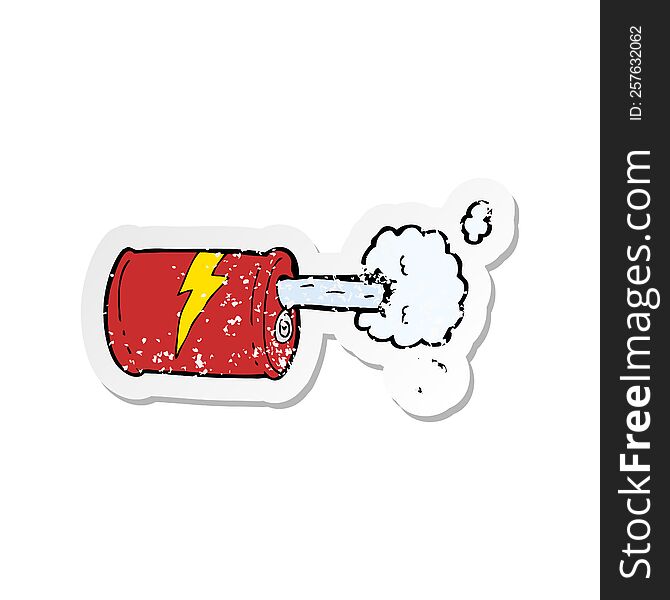 retro distressed sticker of a cartoon fizzy drink can