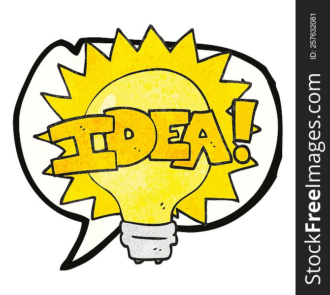 speech bubble textured cartoon idea light bulb symbol