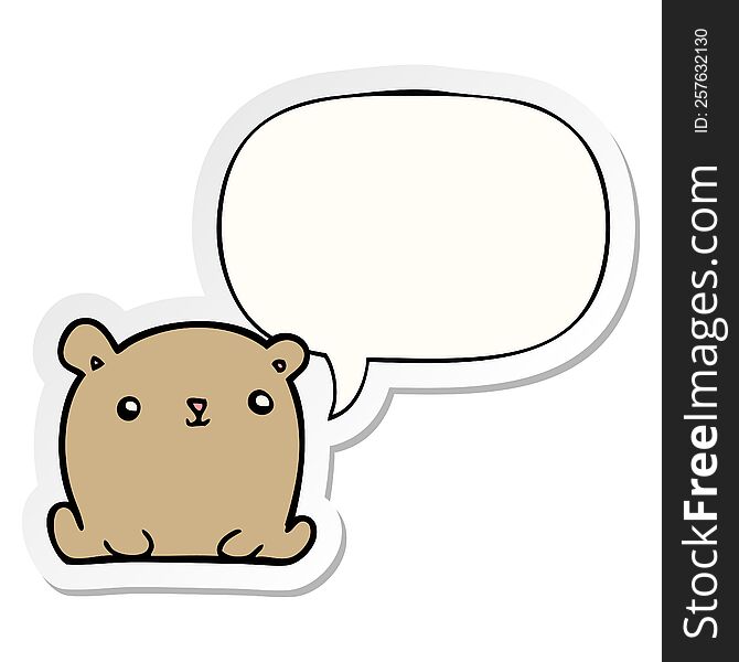 cute cartoon bear with speech bubble sticker. cute cartoon bear with speech bubble sticker