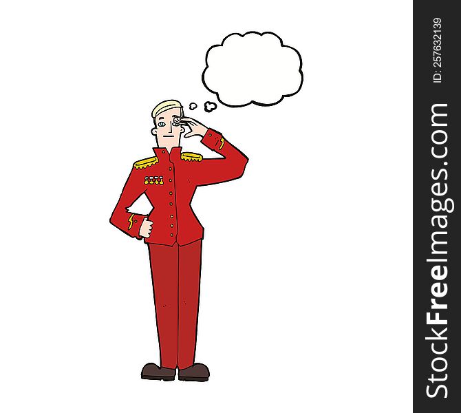 Cartoon Military Man In Dress Uniform With Thought Bubble