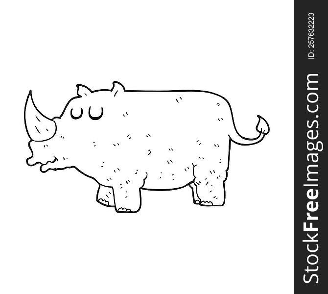 black and white cartoon rhino