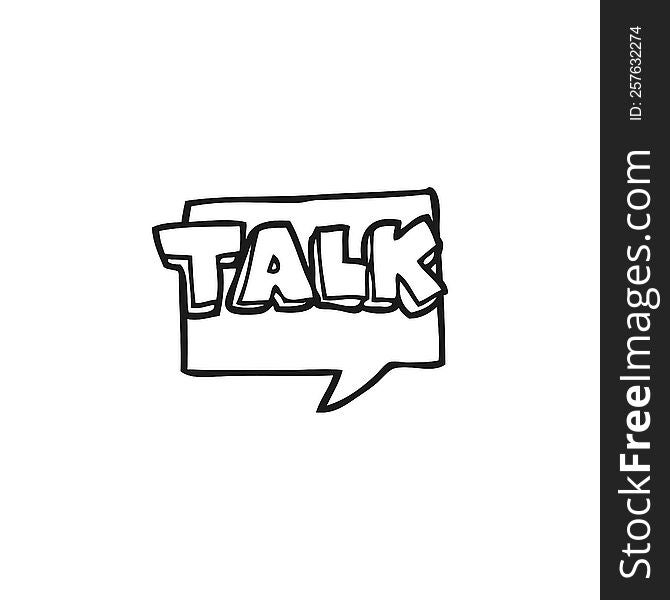 freehand drawn black and white cartoon talk symbol