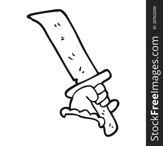 Black And White Cartoon Hand With Sword