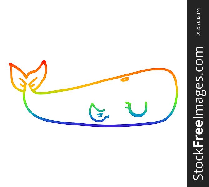 Rainbow Gradient Line Drawing Cartoon Sea Whale