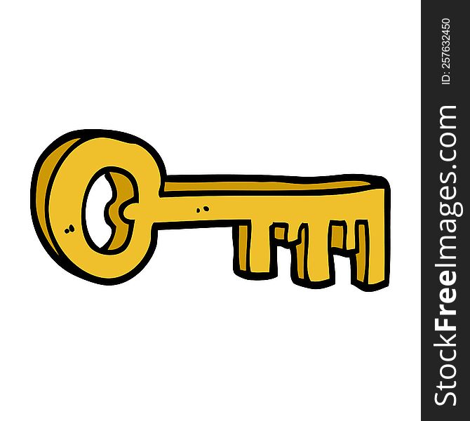 cartoon doodle gold key