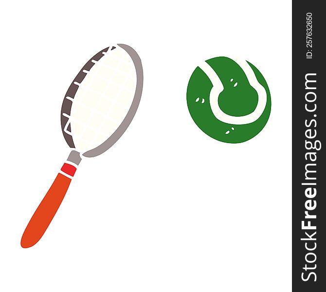 cartoon doodle tennis racket and ball