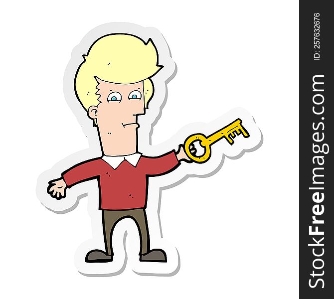 sticker of a cartoon man with key