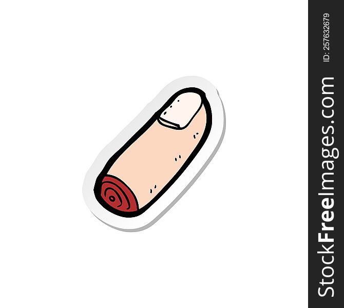 sticker of a cartoon severed finger