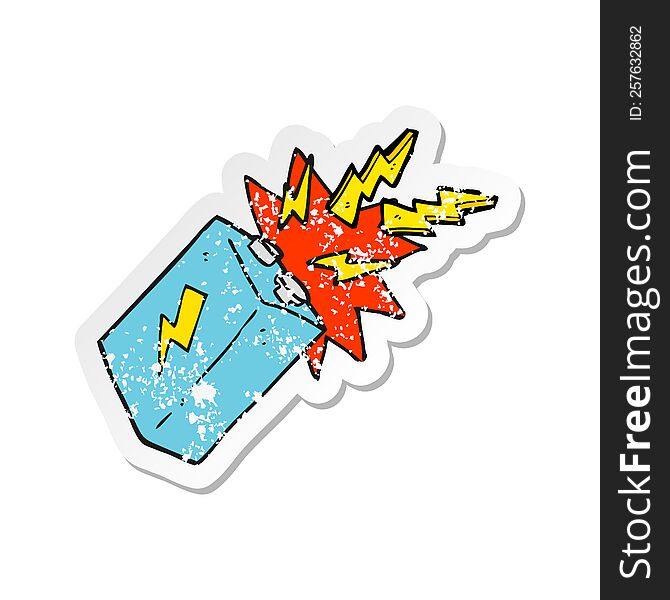 retro distressed sticker of a cartoon battery sparking