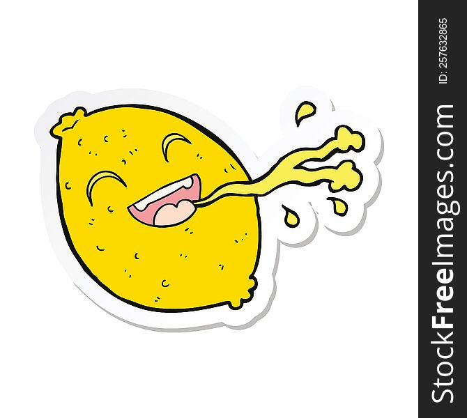 Sticker Of A Cartoon Squirting Lemon