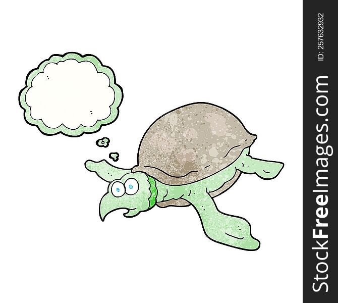 freehand drawn thought bubble textured cartoon turtle