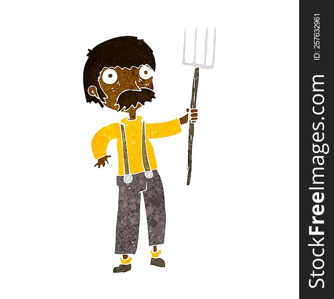 cartoon farmer with pitchfork