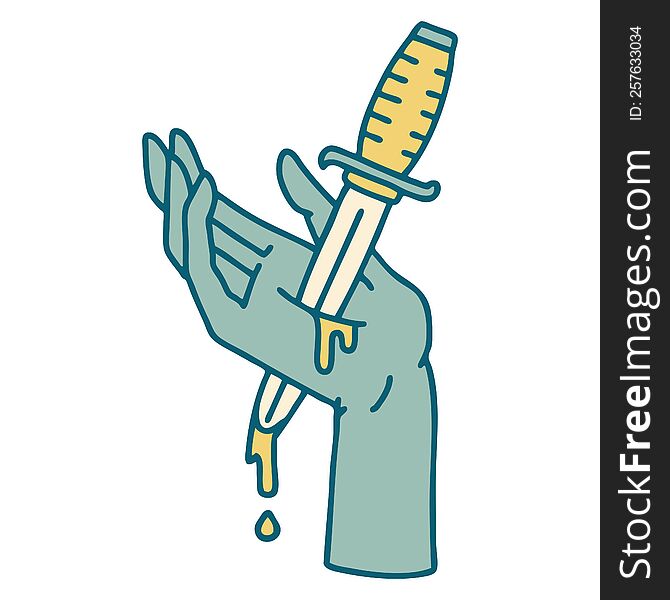 Tattoo Style Icon Of A Dagger In The Hand