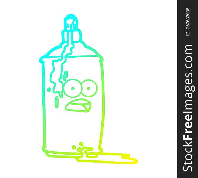 cold gradient line drawing of a cartoon spray paint can