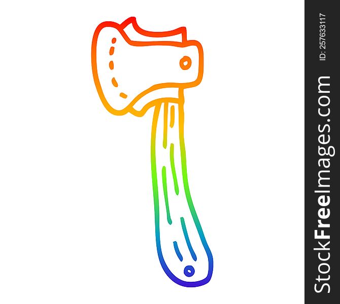 Rainbow Gradient Line Drawing Cartoon Long Axe