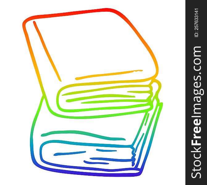 rainbow gradient line drawing of a cartoon journal books