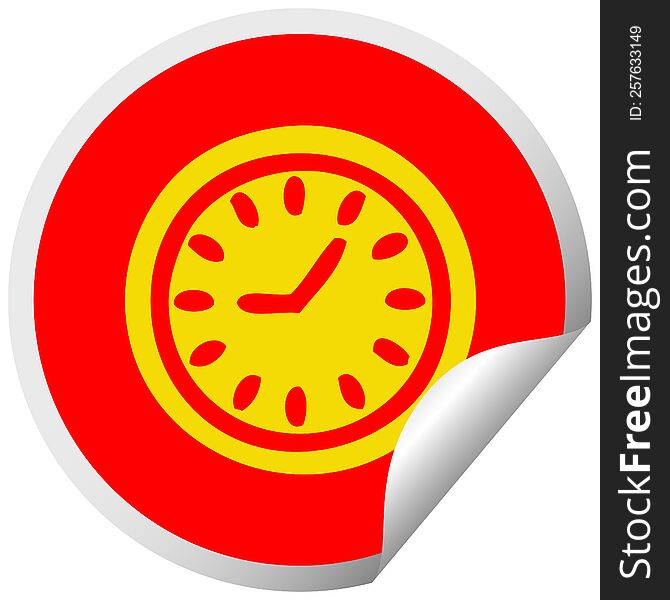 circular peeling sticker cartoon of a wall clock