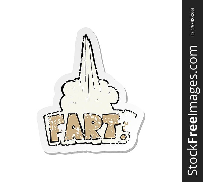 Retro Distressed Sticker Of A Cartoon Fart Symbol