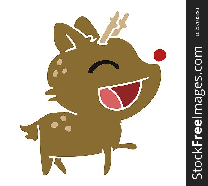 freehand drawn cartoon of cute red nosed reindeer