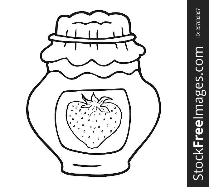 Black And White Cartoon Jar Of Strawberry Jam