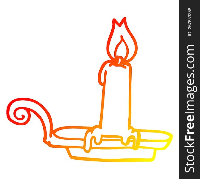 Warm Gradient Line Drawing Cartoon Burning Candle