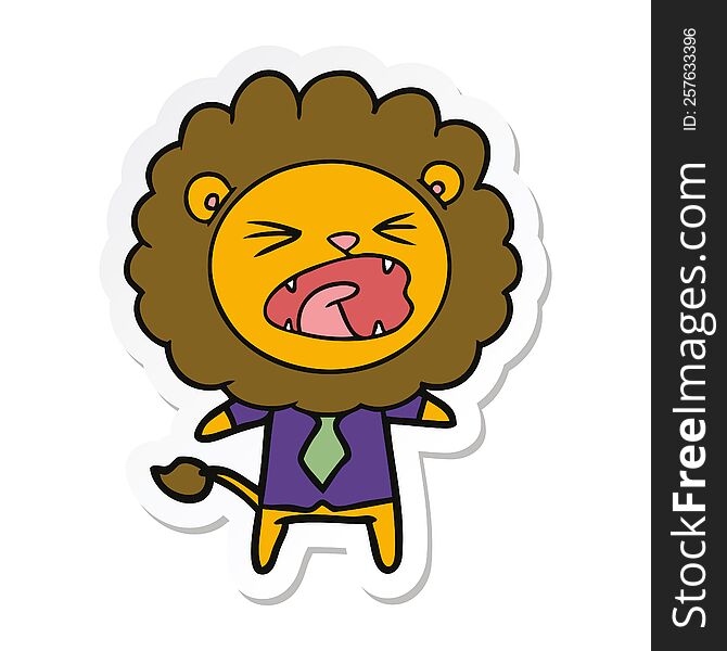 sticker of a cartoon lion in business clothes