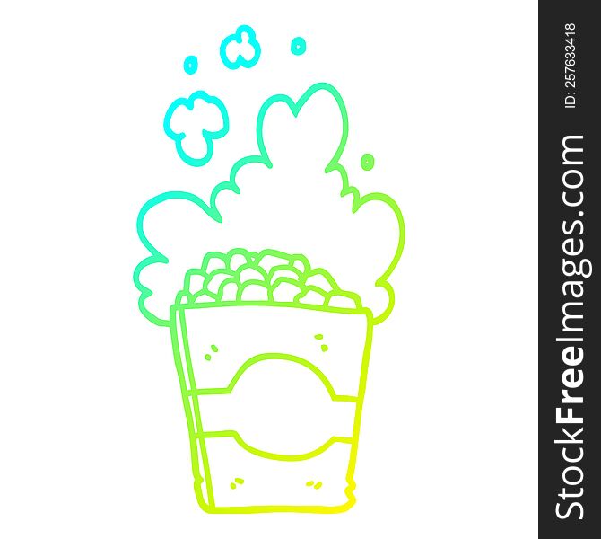 cold gradient line drawing of a cartoon popcorn