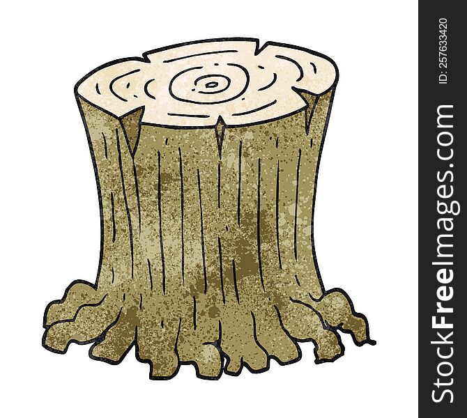 freehand textured cartoon big tree stump