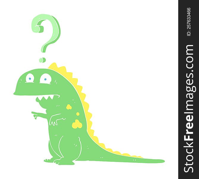 flat color illustration of confused dinosaur. flat color illustration of confused dinosaur