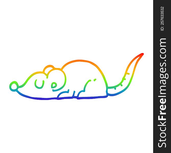 rainbow gradient line drawing of a cartoon black rat