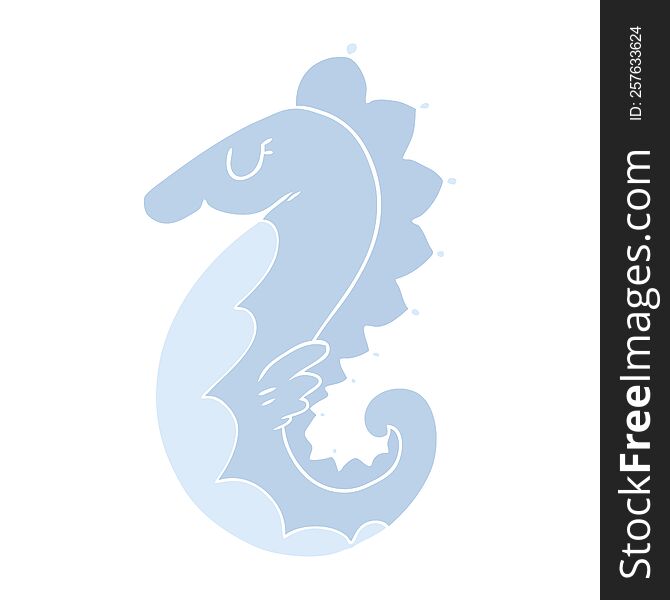 flat color style cartoon sea horse