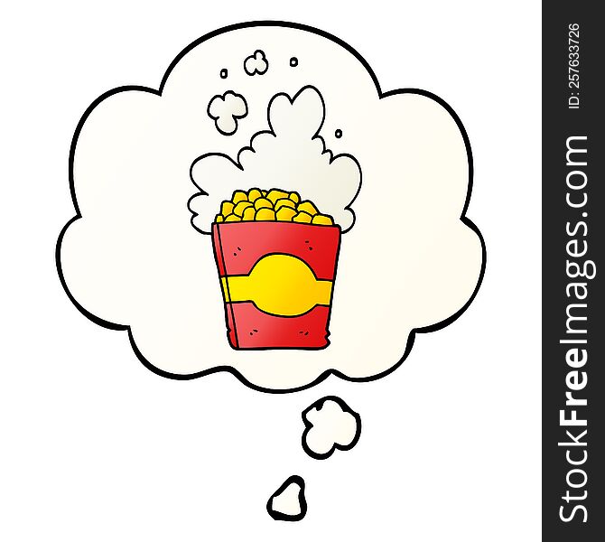 Cartoon Popcorn And Thought Bubble In Smooth Gradient Style