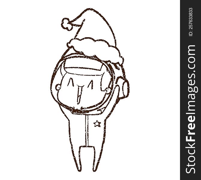 Christmas Spaceman Charcoal Drawing