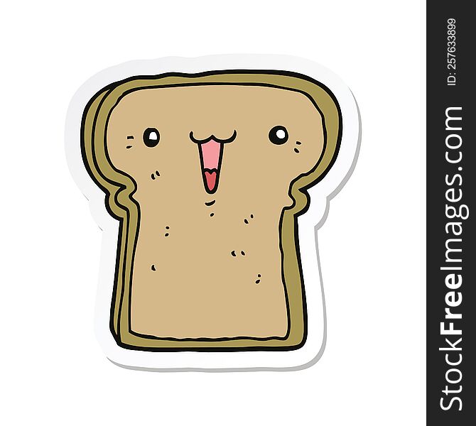 sticker of a cute cartoon toast
