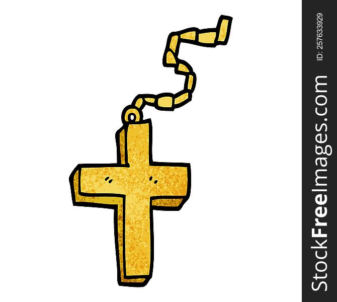 Cartoon Doodle Gold Crucifix