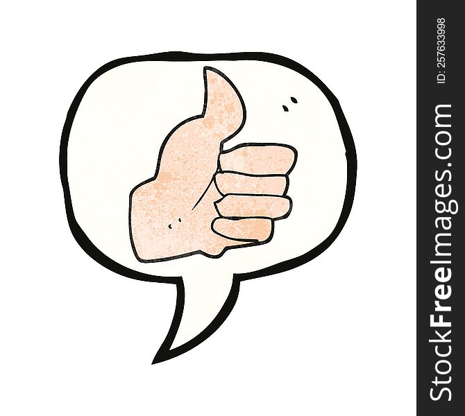 freehand speech bubble textured cartoon thumbs up symbol