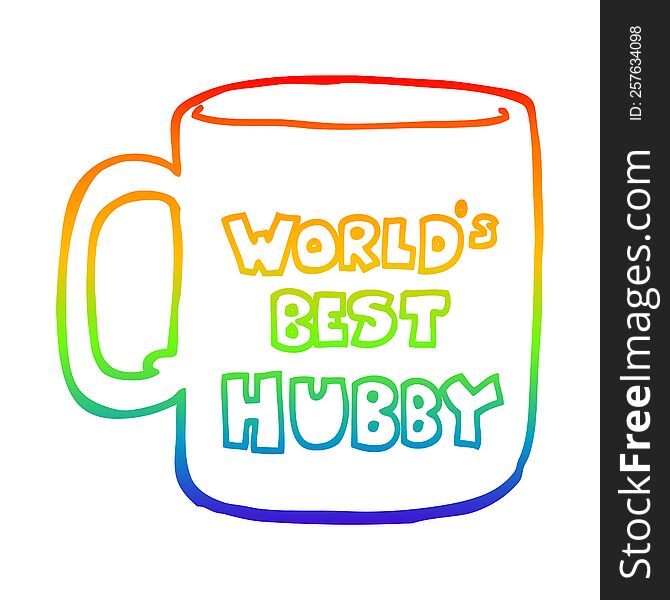 rainbow gradient line drawing of a worlds best hubby mug