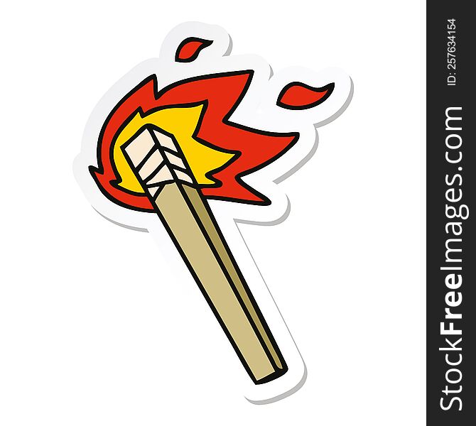 sticker of a quirky hand drawn cartoon lit torch