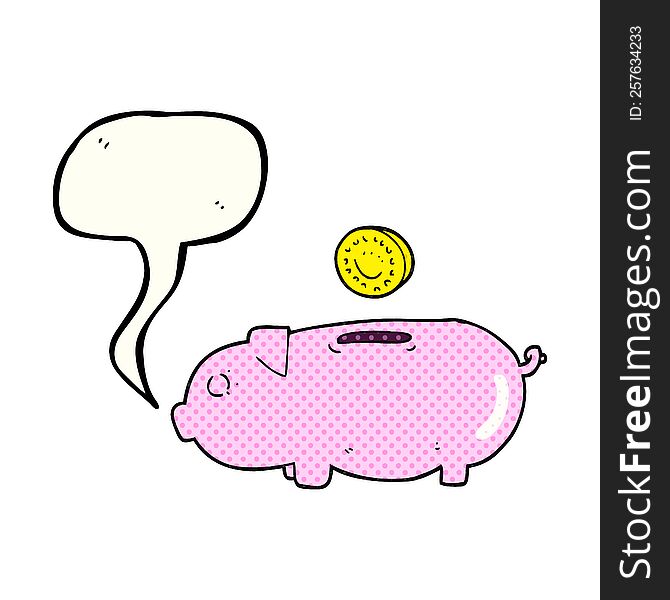 Comic Book Speech Bubble Cartoon Piggy Bank