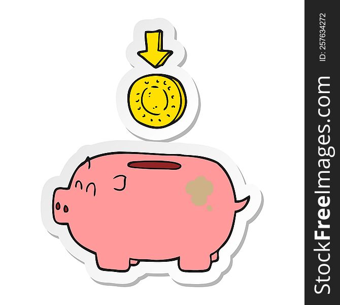 sticker of a cartoon piggy bank