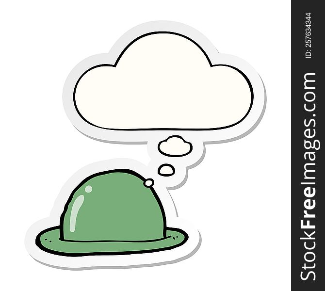 Cartoon Bowler Hat And Thought Bubble As A Printed Sticker