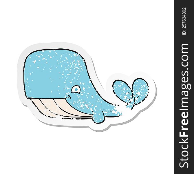 Retro Distressed Sticker Of A Cartoon Happy Whale