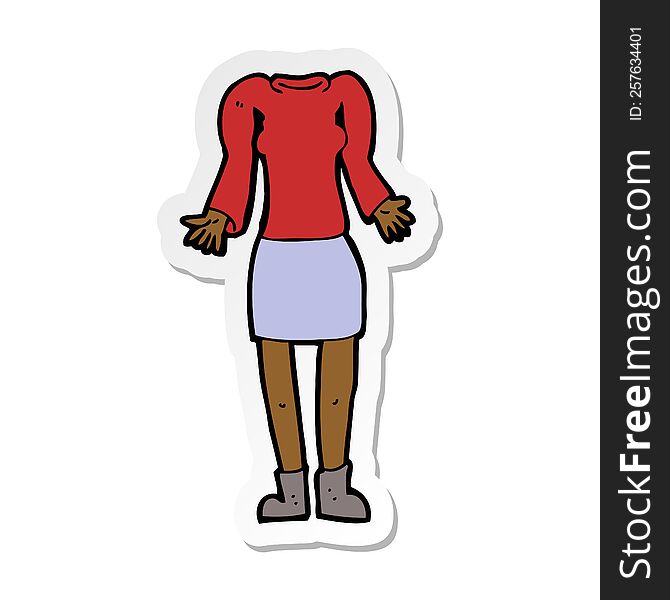 Sticker Of A Cartoon Female Body With Shrugging Shoulders